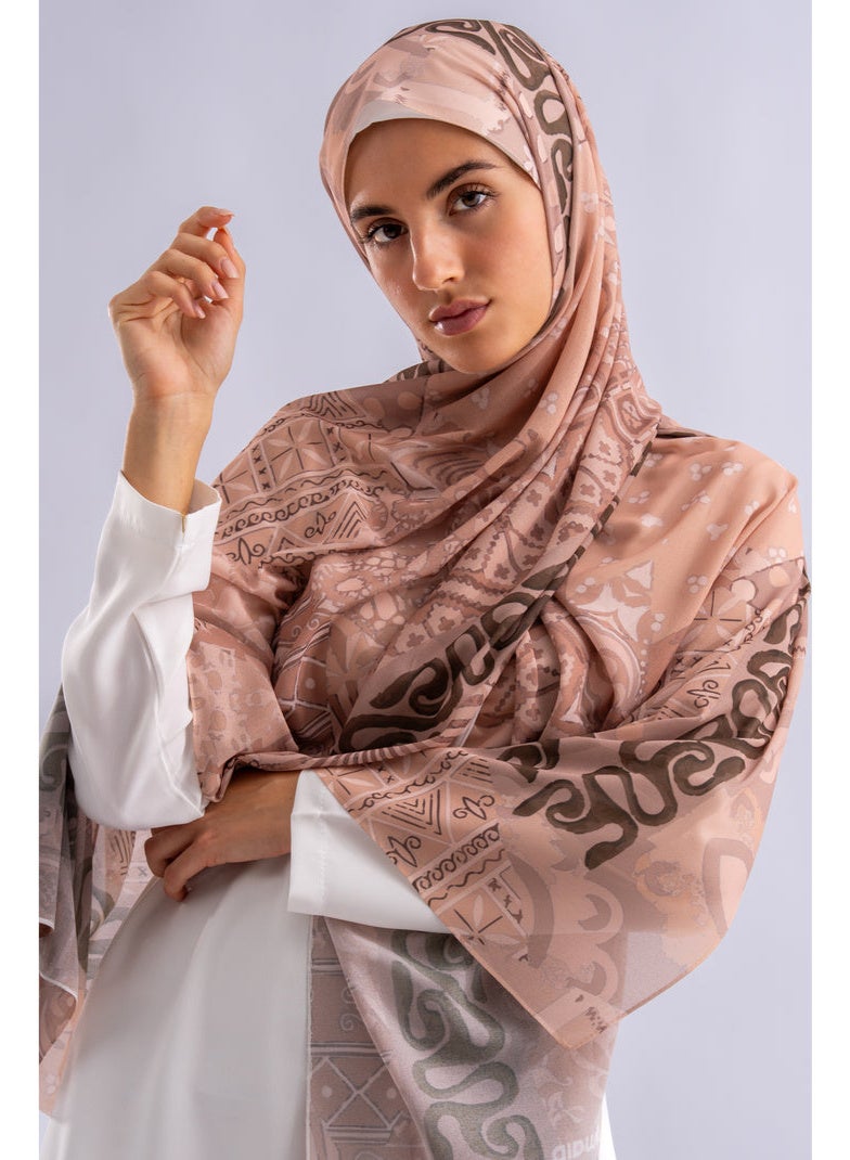 Alamki Women Hijab Rose Dune Printed Chiffon - Image 1